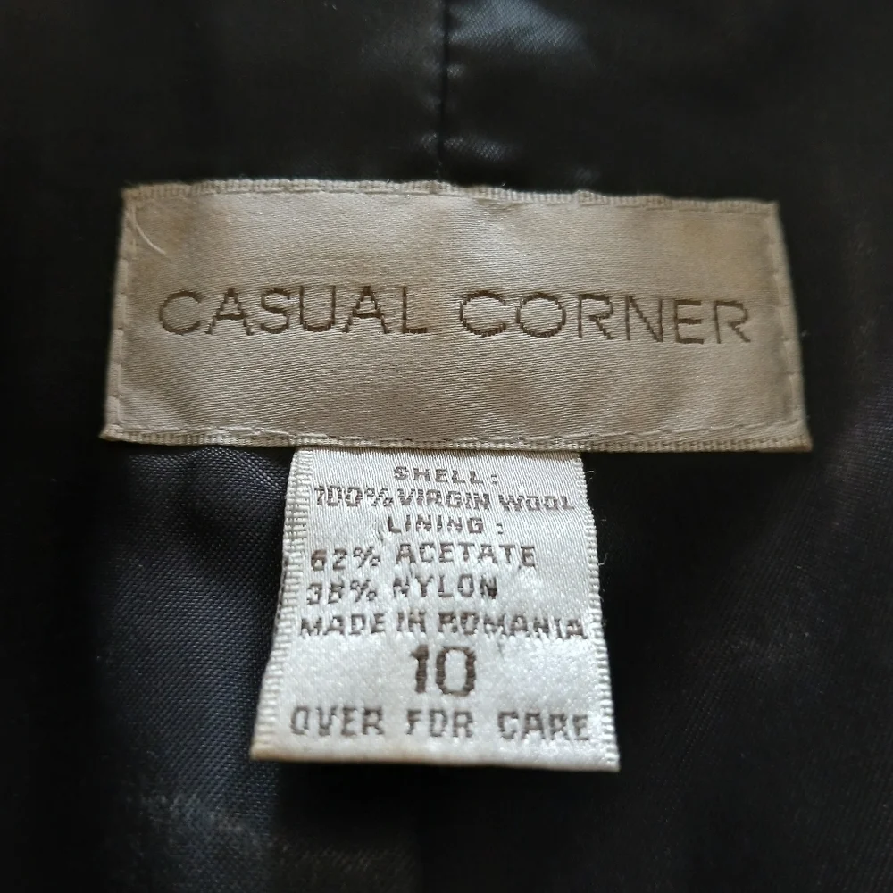 Vintage Black 100% Wool Button Down Blazer Jacket Lined Size:10 - Picture 6 of 11